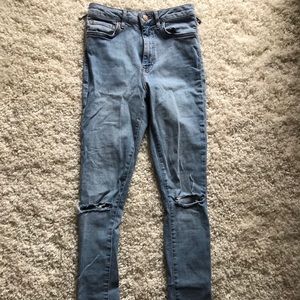 High waisted denim jeans